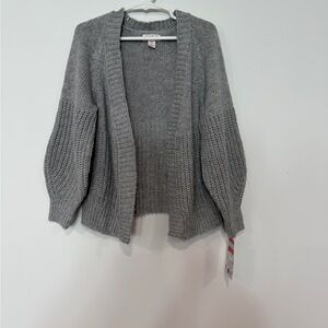 Cat & Jack Gray Sparkle Open-Front Knit Cardigan